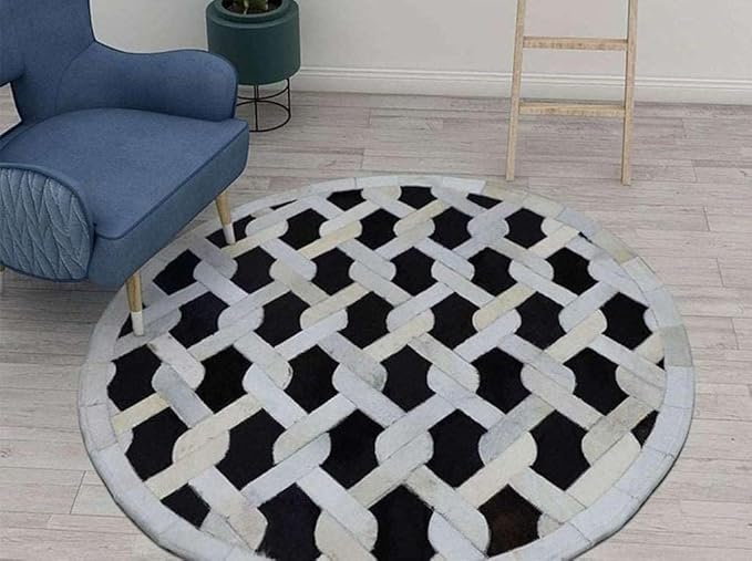 Geometric Lattice Area Rug – Modern Designer Pattern Carpet for Living Room, Bedroom & Office – Anti-Slip Soft Decorative Rug – Contemporary Floor Mat for Stylish Home Décor (Round-3x3)