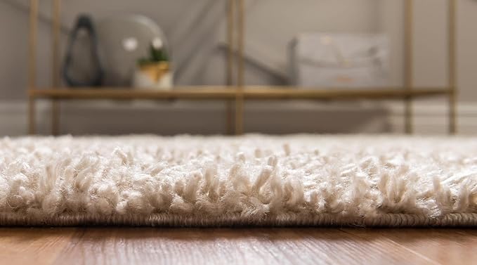 Unique Loom Davos Shag Collection Area Rug - Solid (3' 3" x 5' 3" Oval, Linen)