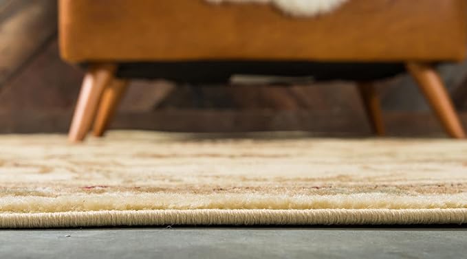 Rugs.com Chateau Collection Rug – 8' x 11' Cream Medium Rug Perfect for Kitchens, Dining Rooms