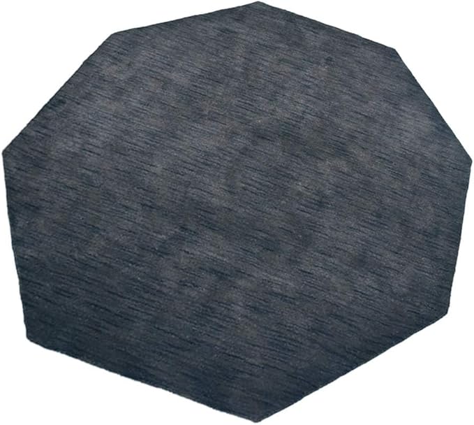 Hand Knotted Loom Wool ECO-Friendly Area Rugs - 8'x8', Octagon, Charcoal Color, Solid Plain Design, High Pile Handmade Anti Skid Area Rugs for Living Room, Bed Room (L00111)