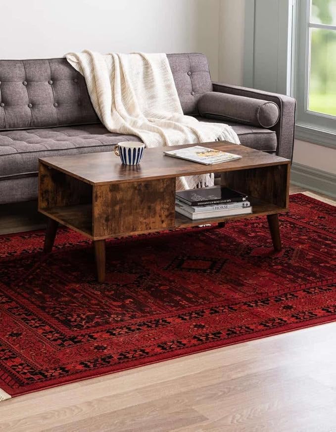 Unique Loom Tekke Collection Area Rug - Sheibani (10' x 13' Rectangle, Red/ Black)