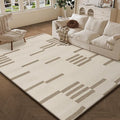 8X10 Washable Area Rug for Living Room,Machine Washable,Non-Slip Indoor Carpet, Soft Vintage Bedroom Rug, Stain Resistant & Home Decor, Brown Lines