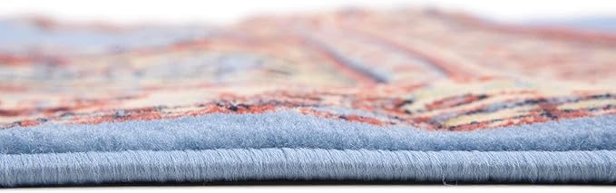 Unique Loom Reza Collection Traditional Persian Style Area Rug, 6 x 9 ft, Light Blue/Ivory