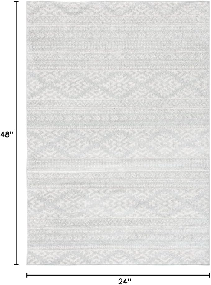 SAFAVIEH Tulum Collection Accent Rug - 2' x 4', Light Grey & Ivory, Moroccan Boho Tribal Design, Non-Shedding & Easy to Clean, Ideal for Front Door, Kitchen, Entryway, Foyer (TUL272F)