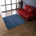 Hand Knotted Loom Wool ECO-Friendly Area Rugs - 6'x6', Square, Blue Color, Solid Plain Design, High Pile Thick Handmade Anti Skid Area Rugs for Living Room, Bed Room (L00111)