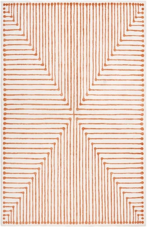 GLN Rugs Contemporary Collection - Machine Washable Area Rug, Contemporary Washable, Non Slip, Low Pile Chenille Rug, Living Room, Bedroom, Kitchen Rug (8' x 10' Orange Beige)