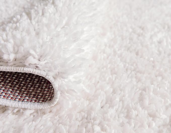 Unique Loom Davos Shag Collection Area Rug - Solid (2' 7" x 16' 5" Runner, White/ Ivory)