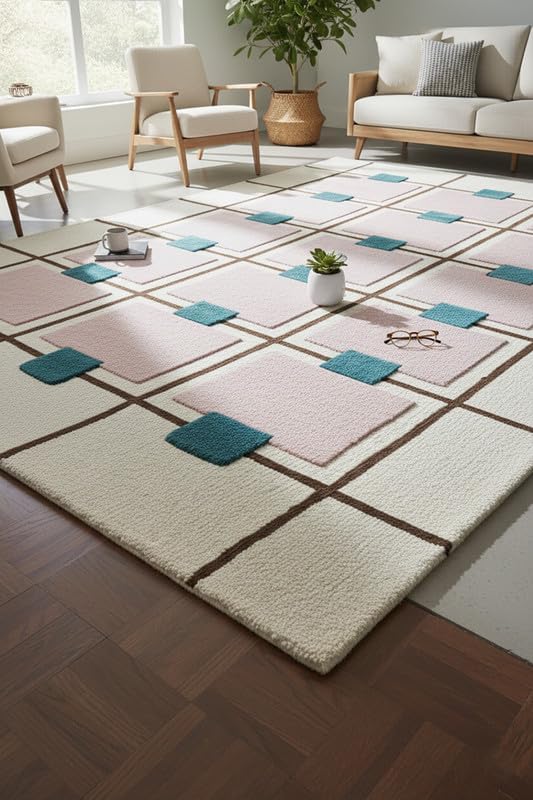 Greer Wool Area Rug - Chic Hand-Tufted Mauve, Blue, and Beige Design for Stylish Home Decor (2.5x9 Ft)