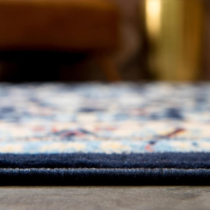 Rugs.com Yasmin Collection Rug – 8' x 10' Navy Blue Medium Rug Perfect for Living Rooms, Large Dining Rooms, Open Floorplans