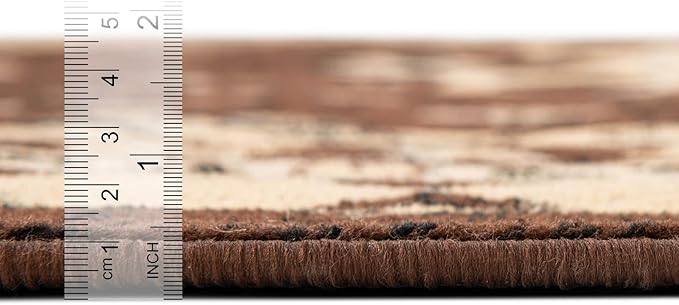 Unique Loom Taftan Collection Border Geometric Tribal Inspired Design Area Rug (8' 0 x 10' 0 Rectangular, Brown/ Tan)