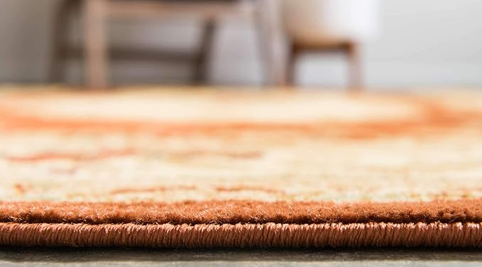 Unique Loom Versailles Collection Traditional Classic Floral Motif Area Rug (4' 0 x 6' 0 Rectangular, Terracotta/ Ivory)