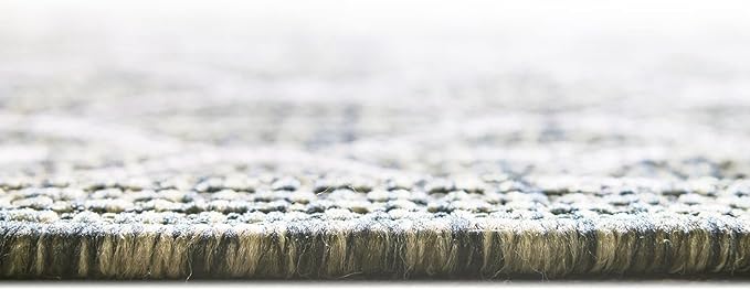 Unique Loom Outdoor Trellis Collection Area Rug - Tribal Trellis (7' 10" Square, Green/ Natural)