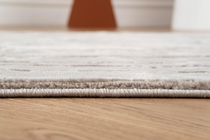 Revival Rugs Ebb 3'11"x6'1" Machine Washable Area Rug for Kitchen Bedroom - 100% Recycled Oeko-TEX Certified, Medium Pile, Taupe