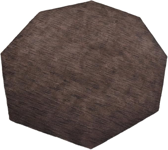 Hand Knotted Loom Wool ECO-Friendly Area Rugs - 6'x6', Octagon, Brown Color, Solid Plain Design, High Pile Thick Handmade Anti Skid Area Rugs for Living Room, Bed Room (L00111)