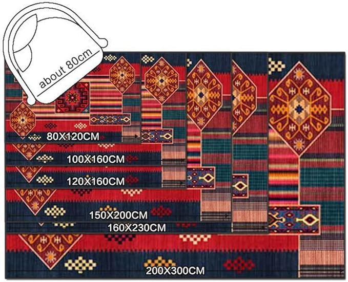 Vintage Boho Area Rugs Multicolor Ethnic Style Geometric Splicing Carpets Bedroom Living Room Kitchen Floor Mats Indoor Outdoor Non-Shedding Runner Rug Home Décor Carpet 4' X 5'