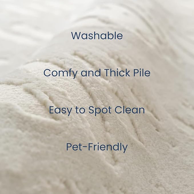 Revival Rugs Shell 2'7"x4'11" Machine Washable Area Rug for Kitchen Bedroom - 100% Recycled Oeko-TEX Certified, Medium Pile, Beige, Cream