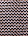 Modern Design Premium Cowhide Leather Carpet with Chevron Pattern, Area Rug (Beige/Black/Grey/Ivory, 3x5)