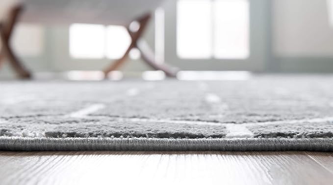 Rugs.com Lattice Trellis Collection Rug – 3' x 5' Gray Low-Pile Rug Perfect for Living Rooms, Large Dining Rooms, Open Floorplans
