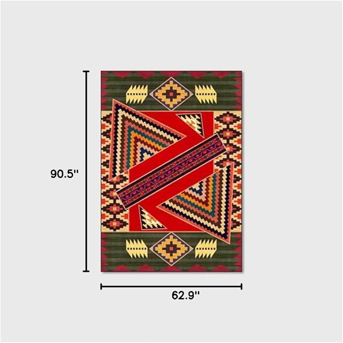 Vintage Boho Area Rugs Multicolor Ethnic Style Geometric Splicing Carpets Bedroom Living Room Kitchen Floor Mats Indoor Outdoor Non-Shedding Runner Rug Home Décor Carpet 5.2' X 7.5'