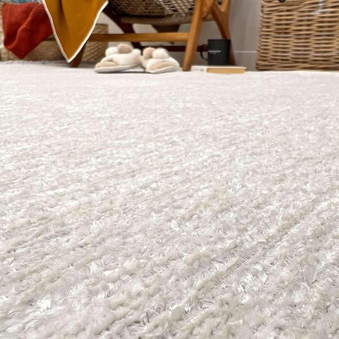 Alfa Rich 7x10 White Washable Area Rugs for Living Room Bedroom Kitchen Cotton Decor Rug