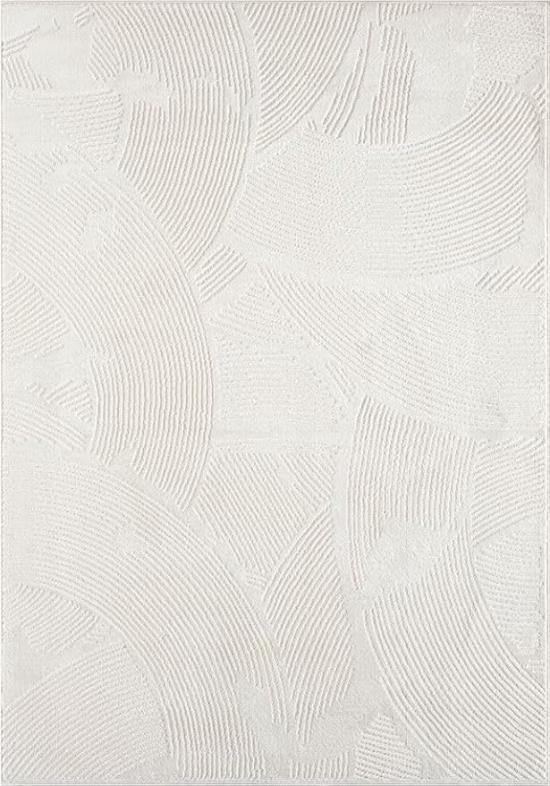 Abani Zen 2' x 3' Cream Rug – Neutral Brush Stroke Sandbrush Design, Small Soft Accent Rug for Entryway & Bedroom, Durable & Easy to Clean