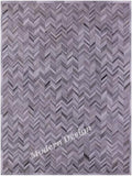 Modern Design Premium Cowhide Leather Carpet with Chevron Pattern, Area Rug (Natural Multi Grey, 6x9)