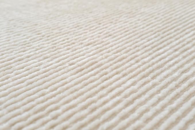 Revival Rugs Stripe 2'7"x4'11" Machine Washable Area Rug for Kitchen Bedroom - 100% Recycled Oeko-TEX Certified, Medium Pile, Beige, Cream