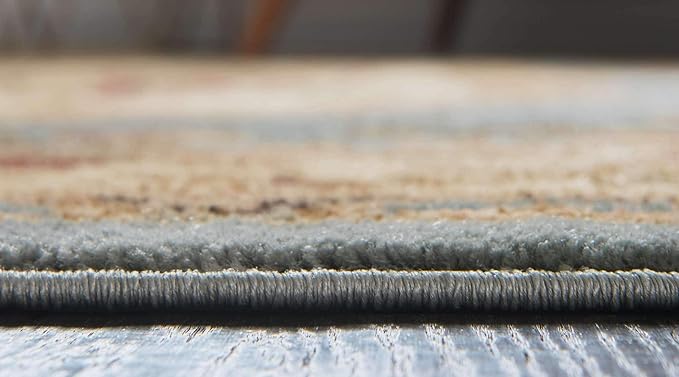 Unique Loom Versailles Collection Traditional Classic Floral Motif Area Rug (5' 0 x 8' 0 Rectangular, Slate Blue/ Ivory)