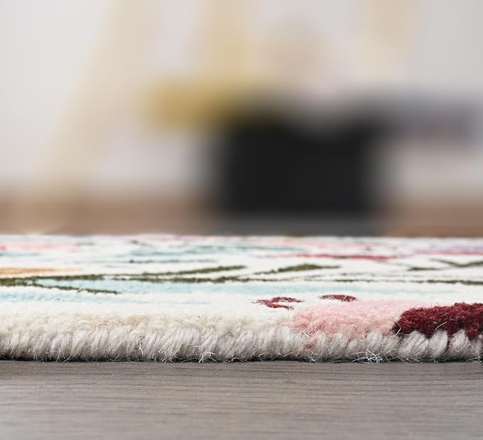 Hand-Tufted Floral Area Rug - Colorful Garden Design with Beautiful Flower Patterns - Modern Style Premium Carpet for Living Room & Bedroom or Kitchen (2.6'x12')