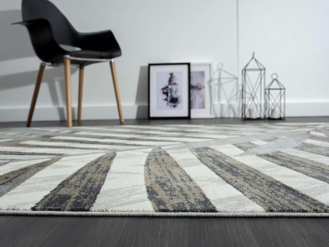 Abani 5'3" x 7'6" (5x8) Grey & Brown Modern Floral Living Room Rug - Non-Shed Tropical Palm Leaves Pattern Area Rug Rugs