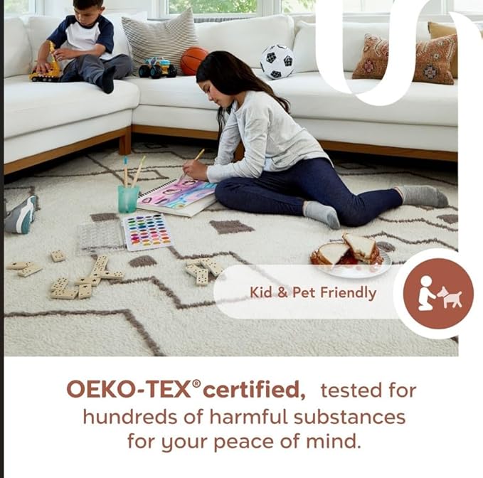 Nuloom Jeni Off-White, 5' x 7'6" Oval, Solid Faux Rabbit, Fluffy and Cozy, High Traffic, Stain Resistant, Easy Clean, Durable Washable Area Rug for Bedroom, Living Room, Dining, Den, Foyer, Entryway