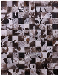 Modern Design Premium Cowhide Leather Carpet with Chevron Pattern, Area Rug (D.Brown/White, 6x9)