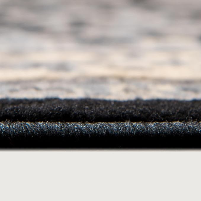 Rugs.com Yasmin Collection Rug – 10 Ft Runner Black Medium Rug Perfect for Hallways, Entryways