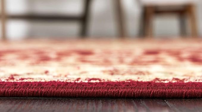 Unique Loom Versailles Collection Traditional Classic Medallion Floral Motif Area Rug (9' 0 x 12' 0 Rectangular, Burgundy/ Ivory)