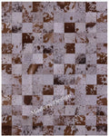Modern Design Premium Cowhide Leather Carpet with Chevron Pattern, Area Rug (White/Brown, 2x3)