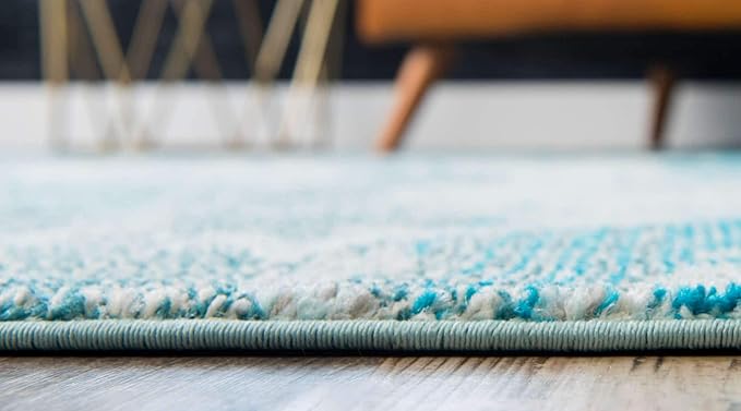 Unique Loom Positano Collection Coastal Modern Fish Light Blue Area Rug (5' x 8')