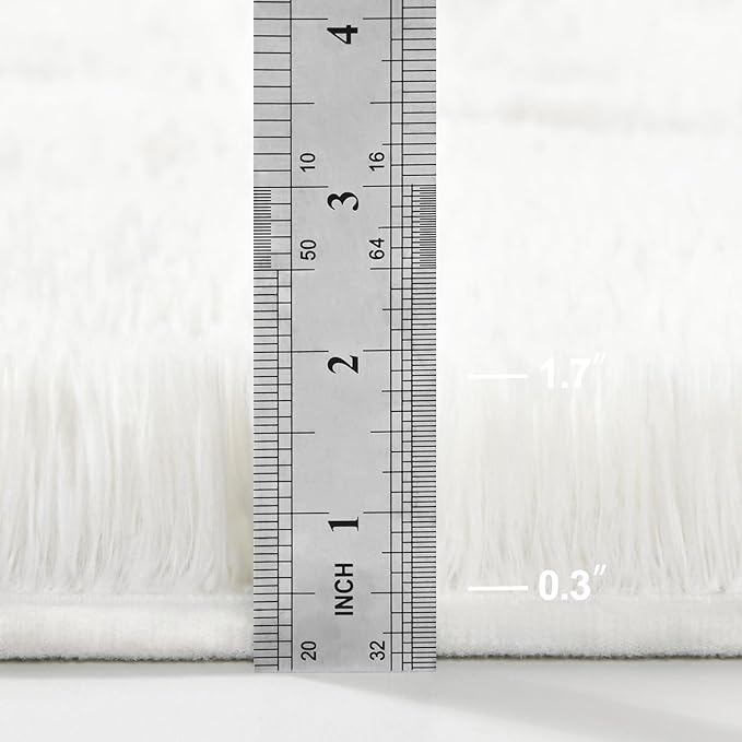 Large Shag Area Rugs 6 x 9, Plush Fuzzy Rugs for Living Room, Ultra Soft Fluffy Furry Rug for Bedroom, Indoor Carpet Nursery Rugs for Kids Room Home Decor, White