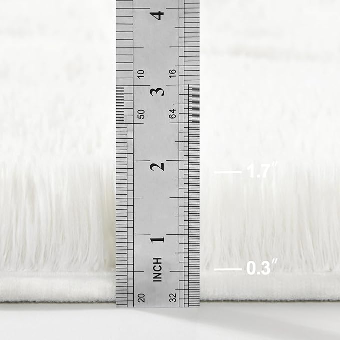 Large Shag Area Rugs 8 x 10, Plush Fuzzy Rugs for Living Room, Ultra Soft Fluffy Furry Rug for Bedroom, Indoor Carpet Nursery Rugs for Kids Room Home Decor, White