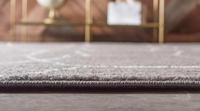 Unique Loom Trellis Frieze Collection Area Rug - Geometric (9' x 12' 2", Dark Gray/ Ivory)