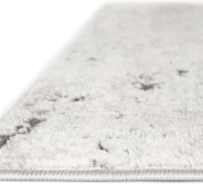 Rugs.com Leipzig Collection Rug – 6 Ft Square Gray Low-Pile Rug Perfect for Living Rooms, Kitchens, Entryways