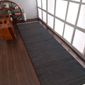 Rugsotic Carpets Hand Woven Flat Weave Kilim Wool ECO-Friendly Area Rugs - 2'6"x8', Runner Shape, Charcoal Color, Solid Plain Design, Low Pile Handmade Rugs for Living Room, Bed Room (D00111)