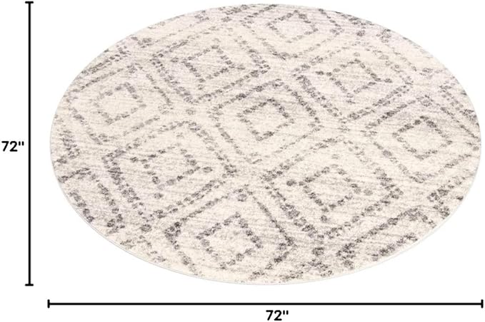 SAFAVIEH Adirondack Collection Area Rug - 6' Round, Light Grey & Grey, Modern Diamond Distressed Design, Non-Shedding & Easy Care, Ideal for High Traffic Areas in Living Room, Bedroom (ADR131C)