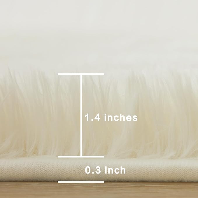 Andency Cream Soft Area Rugs for Living Room Bedroom, 5x8 Fluffy Shaggy Bedside Rug, Non-Slip Large Shag Fuzzy Plush Carpets for Bedroom Kids Dorm Nursery Home Decor Aesthetic