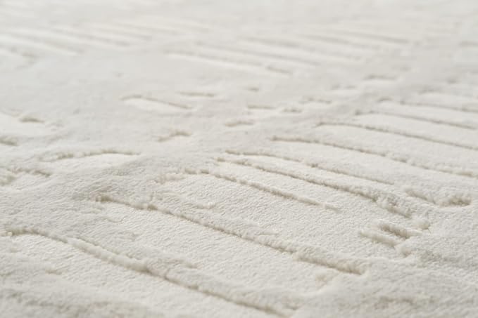 Revival Rugs Shell 7'10"x10' Washable Area Rug for Living Room Bedroom - 100% Recycled Oeko-TEX Certified, Medium Pile, Beige, Cream