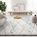 Abani Viva Cream & Grey Area Rug 6' x 9' for Living Room, Bedroom - Farmhouse Diamond Pattern - Durable & Easy to Clean