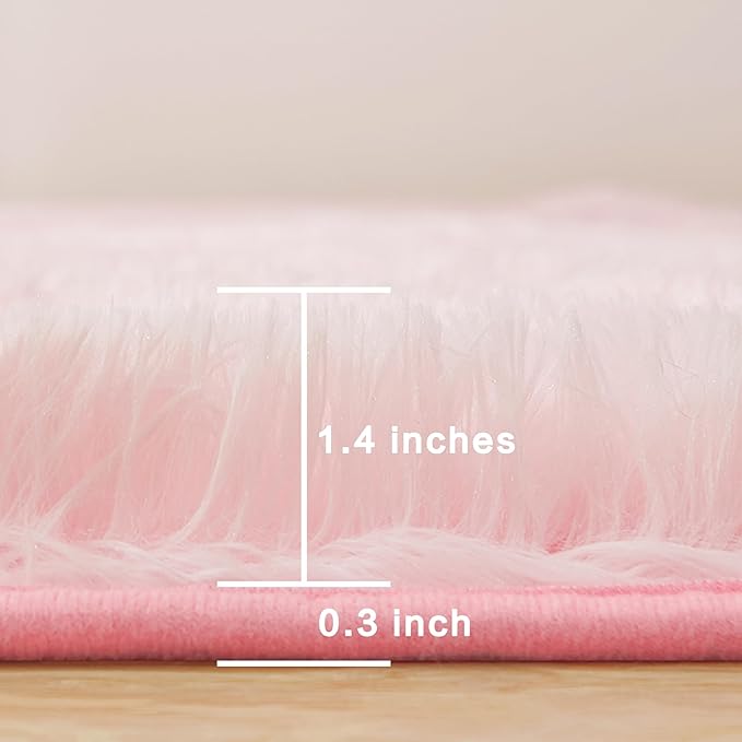 Andency Pink Soft Area Rugs for Living Room Bedroom, 5x8 Fluffy Shaggy Bedside Rug, Non-Slip Large Shag Fuzzy Plush Carpets for Bedroom Kids Dorm Nursery Home Decor Aesthetic