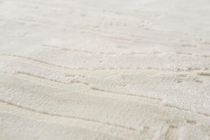 Revival Rugs Ebb 7'10"x10' Washable Area Rug for Living Room Bedroom - 100% Recycled Oeko-TEX Certified, Medium Pile, Beige, Cream