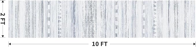 2x10 Runner Rug Machine Washable Non Slip Area Rug Distressed Neutral Moroccan Boho Rug Ultra Soft Floor Runners for Hallways for Entryway Laundry Room Kitchen, Blue