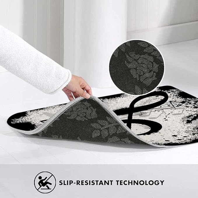 Music Notes Bath Rugs for Bathroom Durable Flannel Bath Rug Clearance Mats for Forlaundry Room and Kitchen Decor Carpt Washable 20 X 32 Inch Mat