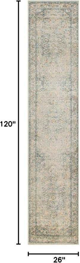 Nourison Home Astra Machine Washable Light Blue 2'2" x 10' Area Rug - Easy Clean, Non Shedding, Bed Room, Living Room, Dining Room, Kitchen (10' Runner)